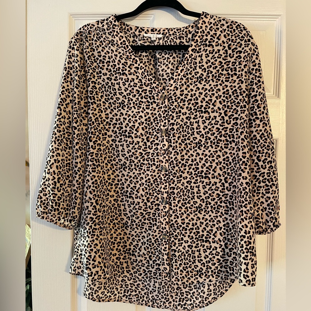 Maurice’s Leopard Print V Neck Button Top
